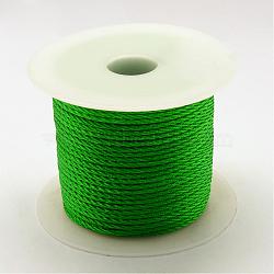 Braided Nylon Thread, Green, 2mm, about 54.68 yards(50m)/roll(NWIR-R026-2.0mm-233)