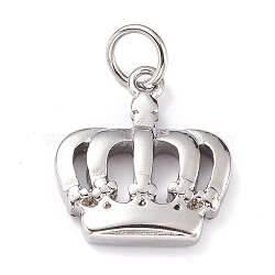 304 Stainless Steel Pendants, with Jump Ring, Crown, Stainless Steel Color, 19.5x18x4mm, Hole: 5mm(STAS-H144-01P)