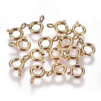 Ion Plating(IP) 304 Stainless Steel Spring Ring Clasps, Golden, 6x1.6mm, Hole: 1.6mm