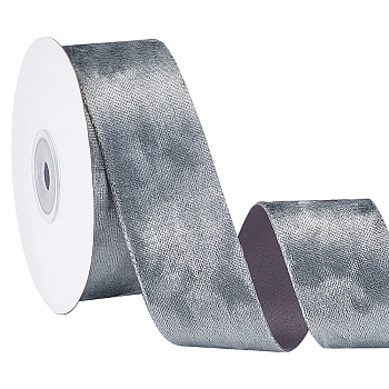 15 Yards Single Face Flat Velvet Ribbons, Polycotton Ribbons, Garment Accessories, Dark Gray, 2 inch(50mm), about 15.00 Yards(13.72m)/Roll