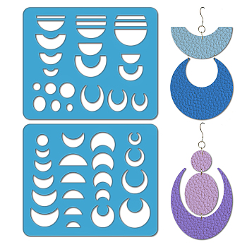 2Pcs 2 Style Acrylic Earring Handwork Template, Card Leather Cutting Stencils, Half Round, 15x18x0.3cm, 1pc/style