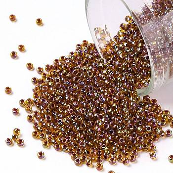 TOHO Round Seed Beads, Japanese Seed Beads, (1825) Inside Color AB Hyacinth/Opaque Purple Lined, 15/0, 1.5mm, Hole: 0.7mm, about 3000pcs/10g