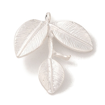 Alloy Pendants, Cadmium Free & Nickel Free & Lead Free, Leaf Charms, Matte Silver Color, 27.5x26x4mm, Hole: 1.5mm