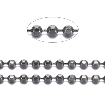 Brass Ball Chains, Faceted, Long-Lasting Plated, Soldered, with Spool, Cadmium Free & Lead Free, Gunmetal, 1.5mm, about 301.83 Feet(92m)/roll