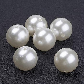 Creamy White Acrylic Imitation Pearl Round Beads for Chunky Kids Necklace, 20mm, Hole: 2mm