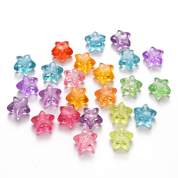Transparent Acrylic Beads, Star, Mixed Color, 10.5x11x6mm, Hole: 1.8mm, about 1380pcs/500g