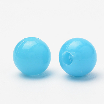 Plastic Beads, Round, Light Sky Blue, 8x7.5mm, Hole: 2mm, about 2270pcs/500g