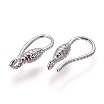 Brass Earring Hooks, with Vertical Loop, Platinum, 13.5x6x2.5mm, Hole: 1.2mm, 20 Gauge, Pin: 0.8mm