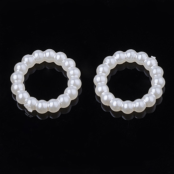 ABS Plastic Imitation Pearl Linking Rings, Ring, Creamy White, 11.5~12x2mm
