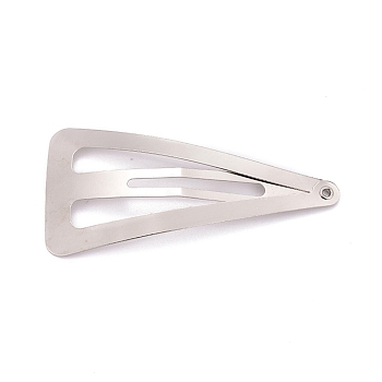 Iron Snap Hair Clips Findings, DIY Hair Accessories Making, Triangle, Platinum, 67x31.5x1.5mm, Hole: 1.5mm