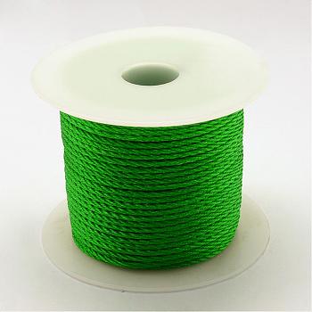 Braided Nylon Thread, Green, 2mm, about 54.68 yards(50m)/roll