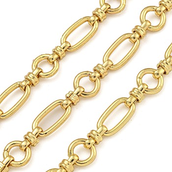 Ion Plating(IP) Handmade 304 Stainless Steel Oval Link Chains, Unwelded, with Spool, Golden, 7~12x4~7x1.5~4mm