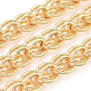 Alloy Oval Link Chains, Mesh Chains, Unwelded, with Spool, Real 18K Gold Plated, 16.4x14.8x6.8mm, about 3.28 Feet(1m)/Roll