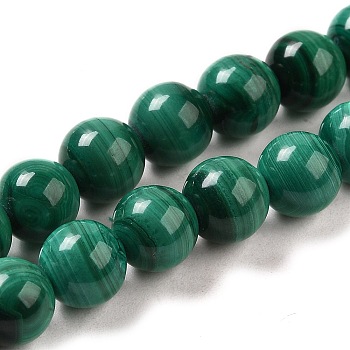 Natural Malachite Beads Strands, Grade A, Round, 7mm, Hole: 0.7mm, about 56pcs/strand, 15.5 inch(39.5cm)