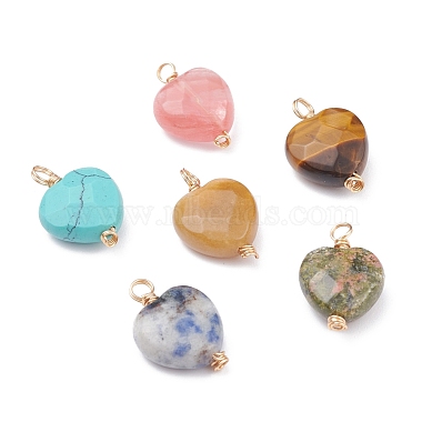 Real 18K Gold Plated Heart Mixed Stone Pendants