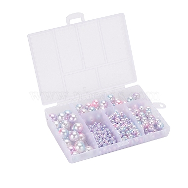 497Pcs 5 Style Rainbow ABS Plastic Imitation Pearl Beads(OACR-YW0001-07F)-4