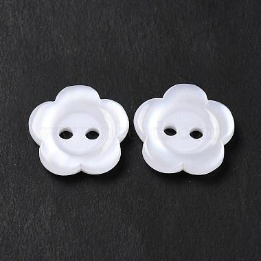 Boutons de résine de fleurs blanches(X-RESI-D031-15mm-01)-4