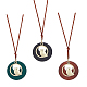 3Pcs 3 Colors Alloy Flat Round with Bird Pendant Necklaces Set with Faux Suede Cords(NJEW-FI0001-30)-1