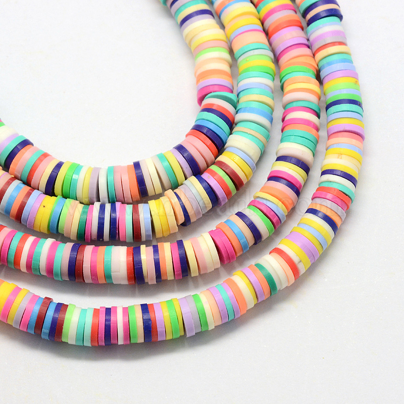 Polymer Clay Beads, Disc/Flat Round, Heishi Bead bracelet KIT!