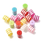 Opaque Stripe Resin Beads, Column, Mixed Color, 9.5x7.5mm, Hole: 2mm(RE-CBA0A57-11)