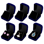 Flocking Jewelry Pendant Storage Boxes, Square, Midnight Blue, 5.25x5.85x3.55cm(CON-WH0089-181B)