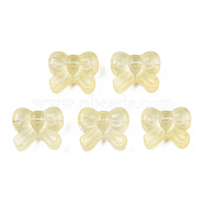 Transparent Spray Painted Glass Beads, Bowknot, Champagne Yellow, 14x16x6mm, Hole: 1mm(GLAA-N035-025-C07)