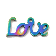 Ion Plating(IP) 201 Stainless Steel Pendants, Word Love, Rainbow Color, 7.5x16x1mm, Hole: 1.2mm(STAS-A066-12M)