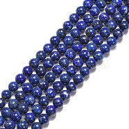 Natural Lapis Lazuli Beads Strands, Grade A-, Round, 6mm, Hole: 1mm, about 62pcs/strand, 16 inch(G-G423-6mm-AB)