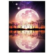 Moon & Starry Sky & Tree Pattern DIY Diamond Painting Kit, Including Resin Rhinestones Bag, Diamond Sticky Pen, Tray Plate and Glue Clay, Colorful, 400x300mm(PW-WG62259-01)