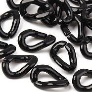 Opaque Acrylic Linking Rings, Quick Link Connectors, For Jewelry Curb Chains Making, Twist, Black, 16x10x4mm, Inner Diameter: 9x4mm, about 2000pcs/500g(OACR-S038-002B)