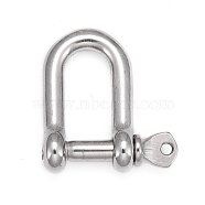 304 Stainless Steel D-Ring Anchor Shackle Clasps, Stainless Steel Color, 26x24mm, Hole: 1.8mm, Inner Diameter: 17x8mm(STAS-P198-12)