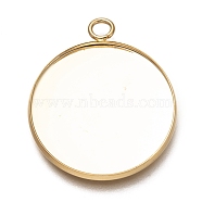 304 Stainless Steel Pendant Cabochon Settings, Plain Edge Bezel Cups, Flat Round, Real 18K Gold Plated, Tray: 25mm, 31.5x27x2mm, Hole: 3mm(STAS-Z030-01A-G)