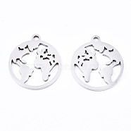 201 Stainless Steel Pendants, Laser Cut, Earth, Stainless Steel Color, 17x15x1mm, Hole: 1.4mm(X-STAS-T044-196P)