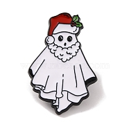 Christmas Theme Ghost with Hat Enamel Pins, Alloy Brooches for Backpack Clothes, Red, 30x20x2mm(JEWB-M043-06A)