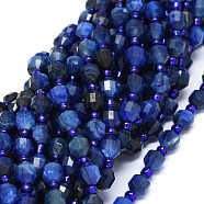 Natural Kyanite Beads Strands, Dyed, with Seed Beads, Faceted, Bicone, Double Terminated Point Prism Beads, 5~7x6mm, Hole: 0.8mm, about 48pcs/strand, 15.55''(39.5cm)(G-O201B-18)
