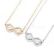 304 Stainless Steel Pendant Necklaces, with Cable Chains, Infinity, Mixed Color, 18.89 inch(48cm), Pendant: 9x26.5x2.5mm(NJEW-E141-39)