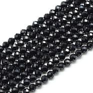 Natural Black Spinel Beads Strands, Faceted, Round, 3x3mm, Hole: 0.5mm, about 142pcs/strand, 15.9 inch(G-S152-01-3mm)