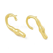 Brass Stud Earrings, with Horizontal Loops, Twist Candy Cane, Matte Gold Color, 27x13.5mm, Hole: 1.4mm, Pin: 0.9mm(KK-K271-08MG)