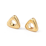 Brass Beads, Long-Lasting Plated, Triangle, Golden, 3x3x1mm, Hole: 1mm(KK-C019-08G)