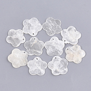 Capiz Shell Pendants, Flower, WhiteSmoke, 19~20x19~20x1mm, Hole: 1mm(SSHEL-T006-05)