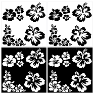 4 Sheets 2 Style PET Reflective Sticker Car Decoration, Hibiscus Flower Car Sticker, for Car Decoration, Mixed Color, 200~210x190~203mm, 2 sheets/style(DIY-GF0005-97)