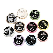 Opaque Resin Cabochons, Flat Round with Smiling Face, Mixed Color, 22.5x22x3mm(RESI-D003-07)
