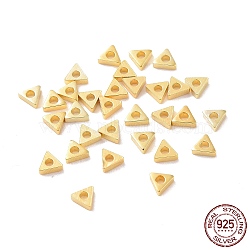 925 Sterling Silver Beads, Triangle, Golden, 2.5x3x0.8mm, Hole: 1mm, about 256Pcs/10g(STER-D035-09G)