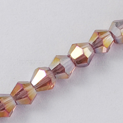 Glass Beads Strands, AB Color Plated, Faceted, Bicone, Plum, 2x3mm, Hole: 0.5mm, about 200pcs/strand, 16.5 inch(EGLA-S056-2mm-01)