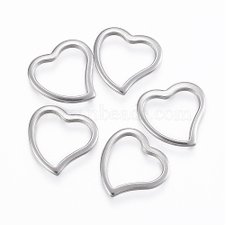 304 Stainless Steel Linking Rings, Heart, Stainless Steel Color, 14.5x15x1.5mm, Hole: 12x10mm(STAS-H416-13P)