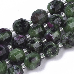 Natural Ruby in Zoisite Beads Strands, Round, Faceted, 7.5x8mm, Hole: 1.2mm, about 18~20pcs/strand, 7.48 inch(19cm)(G-R462-08)