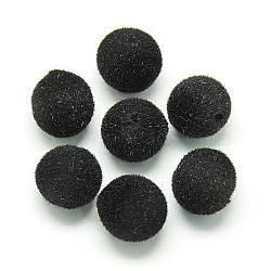 Flocky Acrylic Beads, Round, Black, 12mm, Hole: 2mm, about 500pcs/500g(MACR-S270-12mm-01)