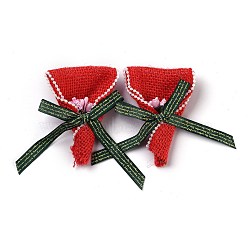 Handmade Linen Ornament Accessories, for DIY Craft Making, Hand Tied Bouquet Shape, Red, 73~96x58~63x17~21mm(DIY-H119-A04)