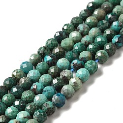 Natural Chrysocolla Beads Strands, Faceted, Round, 4mm, Hole: 0.7mm, about 99pcs/strand, 15.55''(39.5cm)(G-I341-12C)