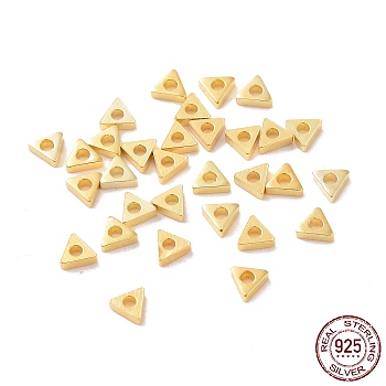 925 Sterling Silver Beads, Triangle, Golden, 2.5x3x0.8mm, Hole: 1mm, about 256Pcs/10g
